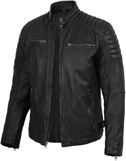 Men's Dark Brown Café Racer Leather Jacket
