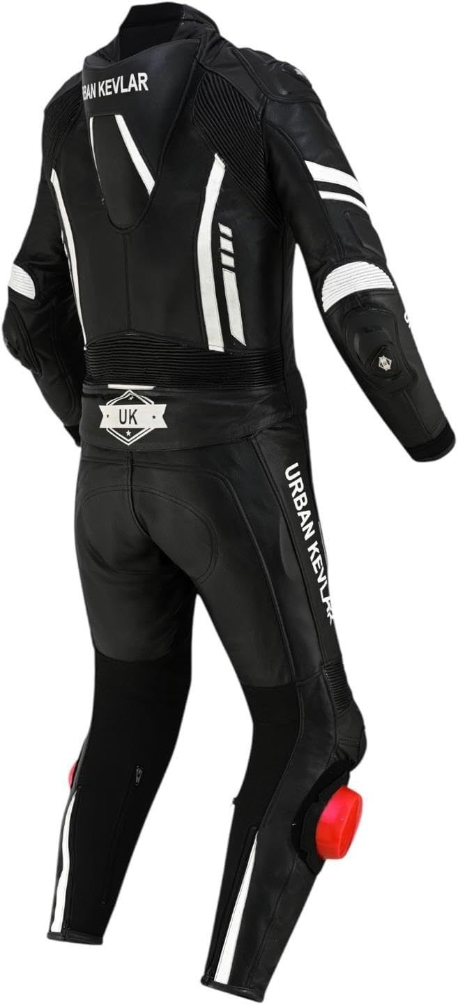 Urban Kevlar Leather Racing Suit - Black/White
