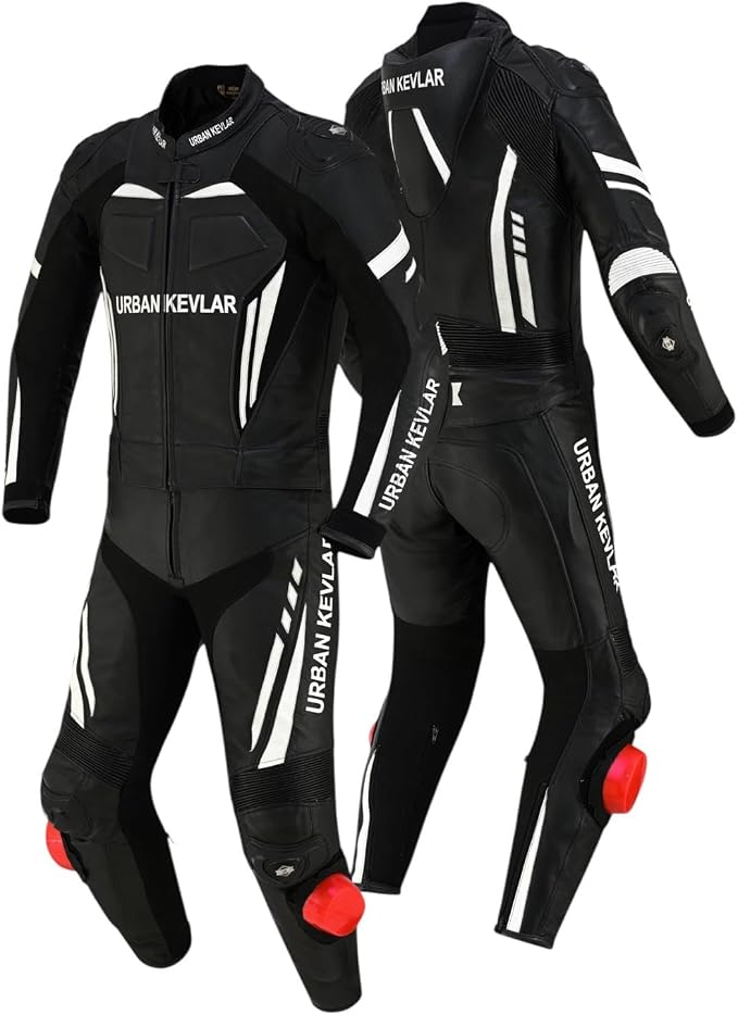 Urban Kevlar Leather Racing Suit - Black/White