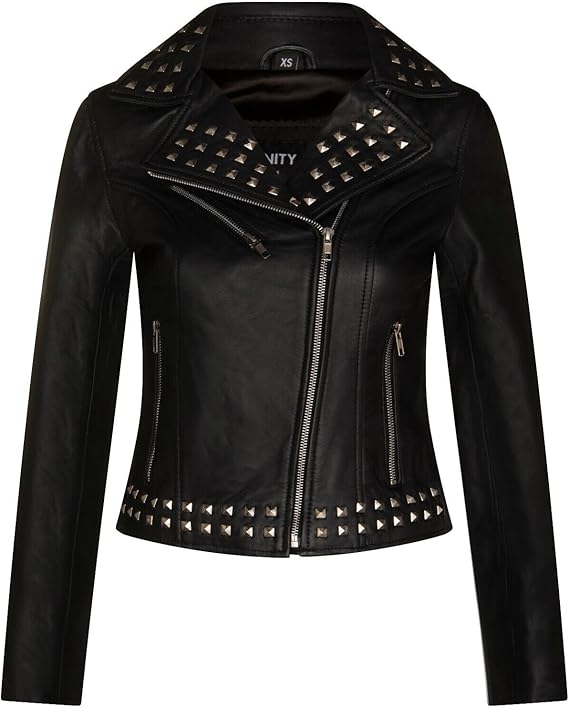 Women's Gothic Studded Leather Biker Jacket