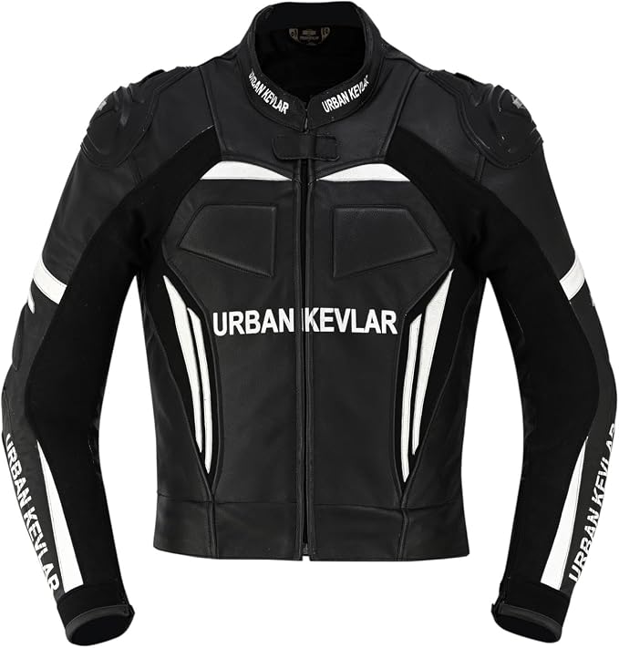 Urban Kevlar Leather Racing Suit - Black/White