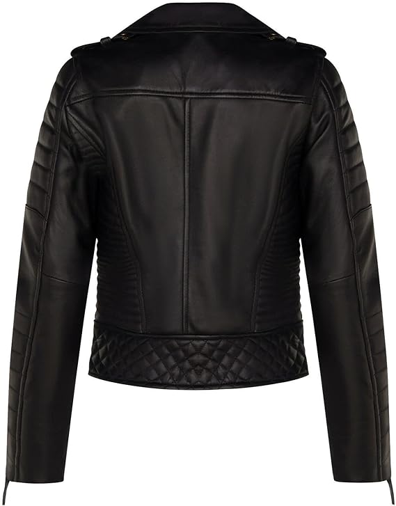 Women's Gothic Matte Black & Gold Quilted Nappa Jacket
