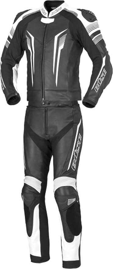 Performance Leather Racing Suit - Black/White