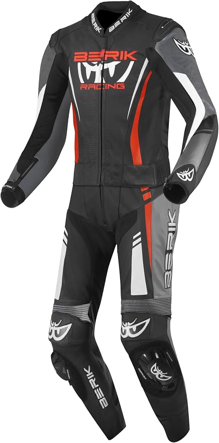 Berik Racing Leather Suit - Black/Grey/Red