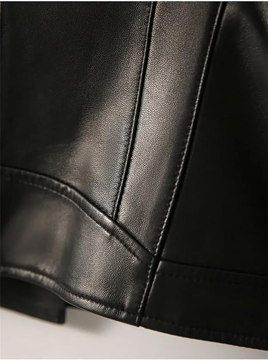 Women's Slim Fit Diagonal Zipper Short Leather Jacket