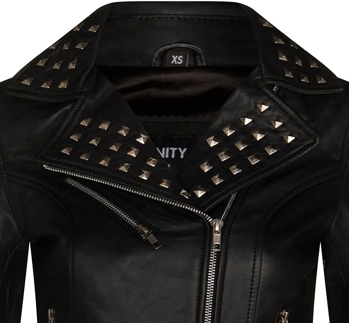 Women's Gothic Studded Leather Biker Jacket