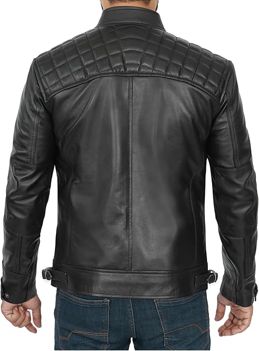 Men's Black Dual-Zip Café Racer Jacket