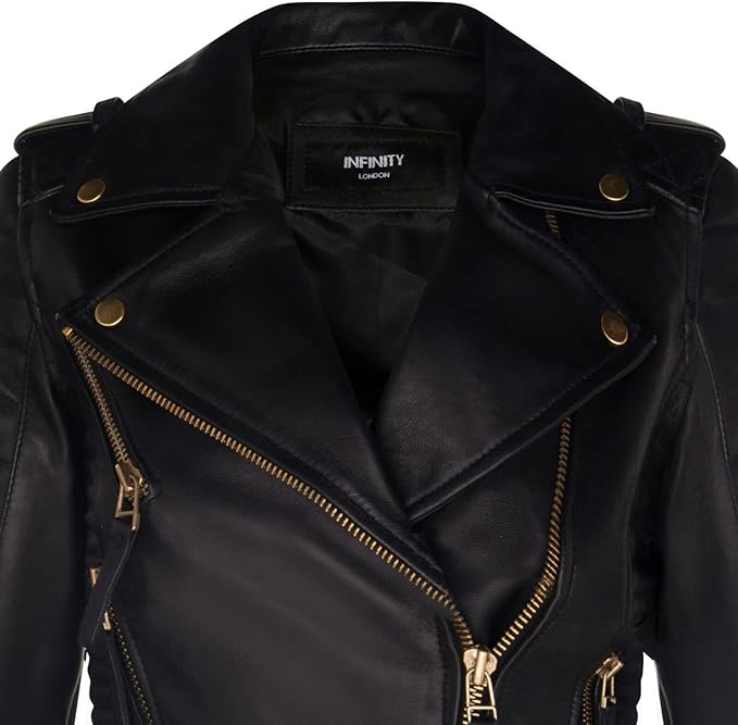 Women's Gothic Matte Black & Gold Quilted Nappa Jacket