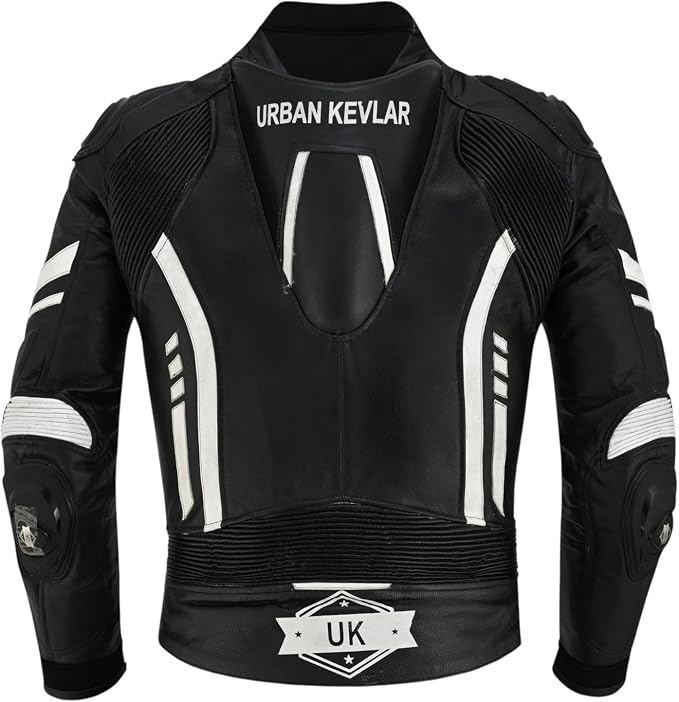 Urban Kevlar Leather Racing Suit - Black/White