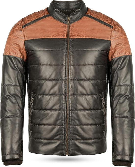 Men's Lambskin Two-Tone Quilted Leather Jacket