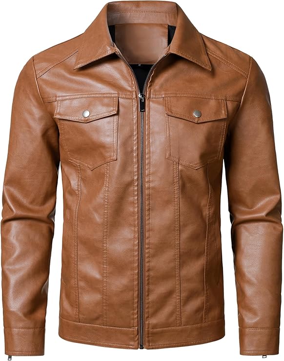 Hood Crew Men's Faux Leather Biker Jacket — Black