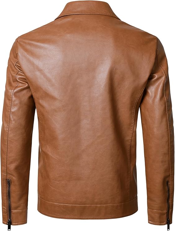 Hood Crew Men's Faux Leather Biker Jacket — Black