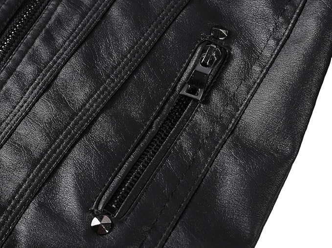 Boys' Leather Racer Jacket - Black