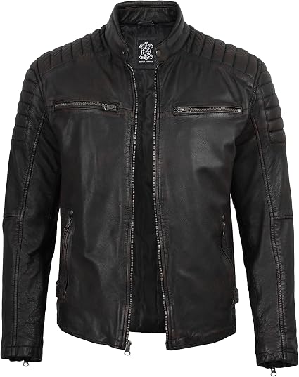 Men's Dark Brown Café Racer Leather Jacket