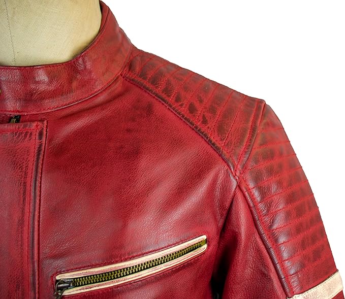 Men's Cowhide Motorcycle Jacket with Protectors (Style 2)