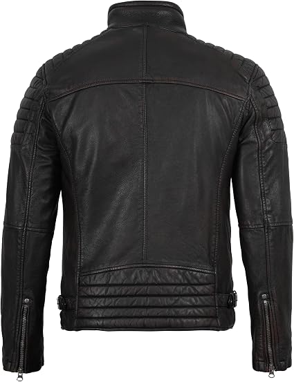 Men's Dark Brown Café Racer Leather Jacket