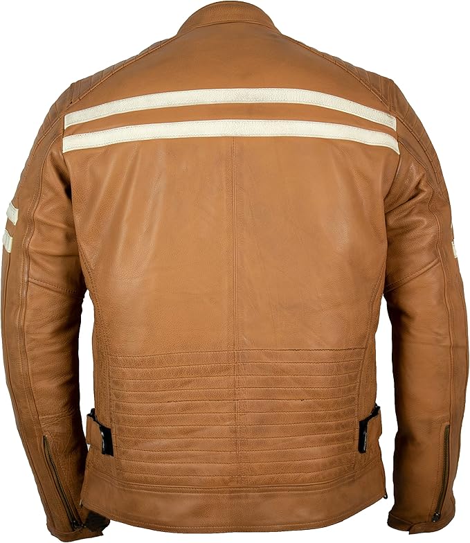 Men's Cowhide Motorcycle Jacket with Protectors (Style 1)