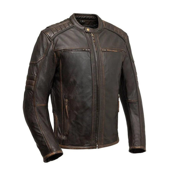 Men's Brown Distressed Vintage Café Racer Jacket