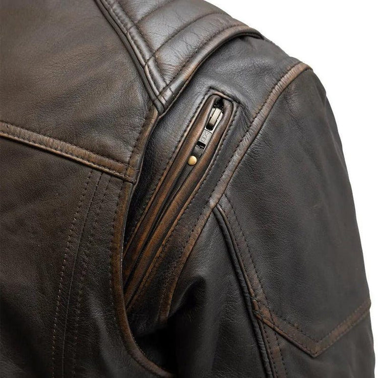 Men's Brown Distressed Vintage Café Racer Jacket
