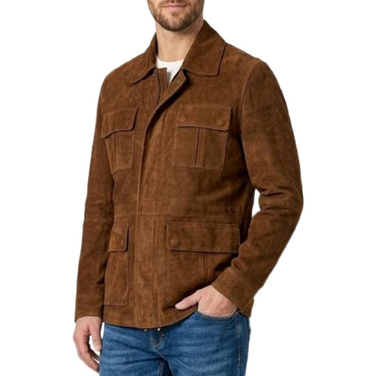 Men's Brown Suede Safari Field Jacket