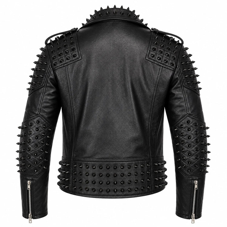 Men's Black Spike Studded Punk Biker Jacket