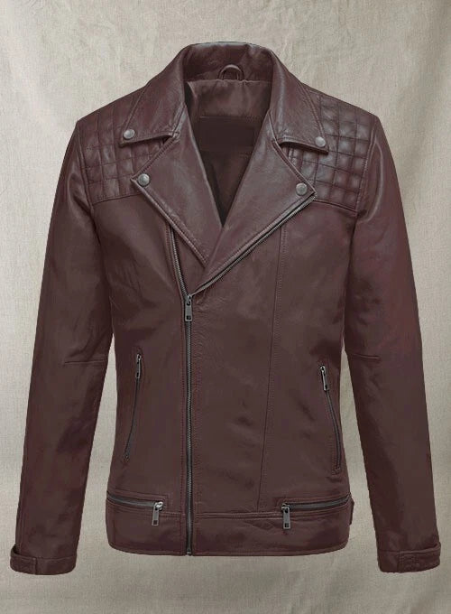 Men's Dark Maroon Biker Leather Jacket