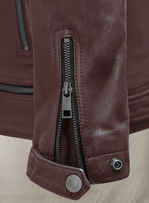 Men's Dark Maroon Biker Leather Jacket