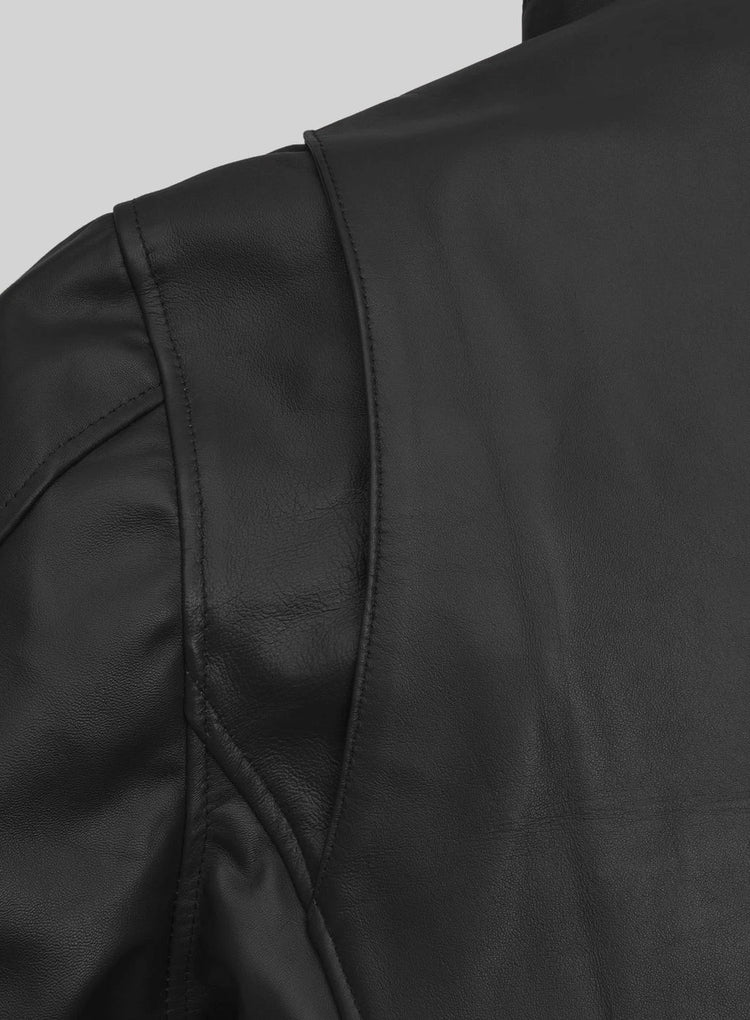 Men's Black M65-Style Field Leather Jacket