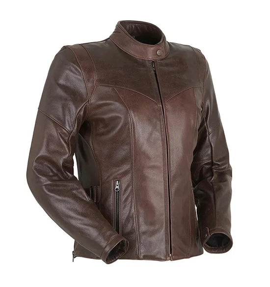 Women's Brown Distressed Riding Jacket