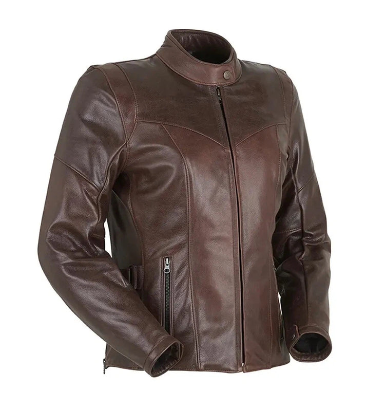 Women's Brown Distressed Riding Jacket