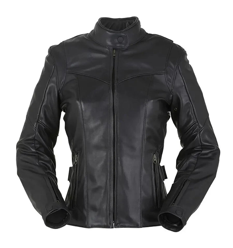 Women's Black Stand-Collar Riding Jacket