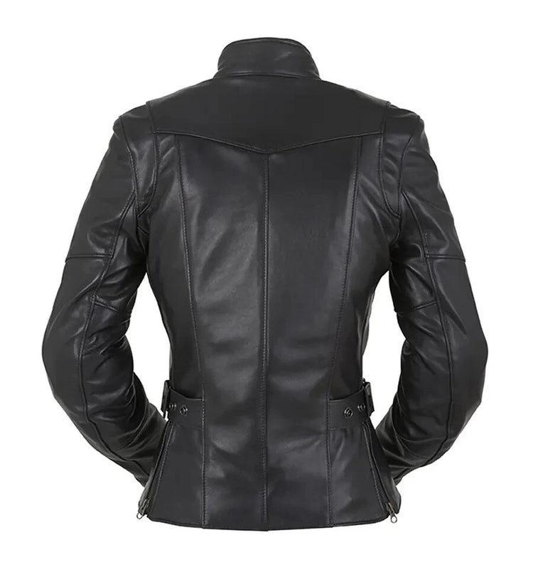 Women's Black Stand-Collar Riding Jacket