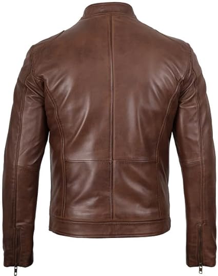 Men's Two-Tone Cream & Navy Leather Trucker Jacket