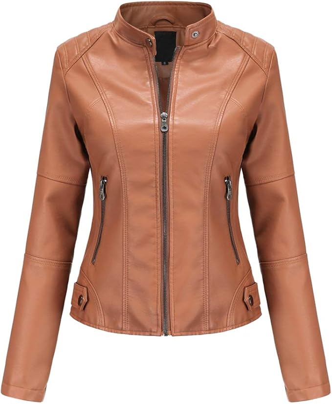 Women's Casual Faux Fur Motorcycle Coat