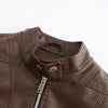 Women's Faux Leather Aviator Moto Jacket — Brown