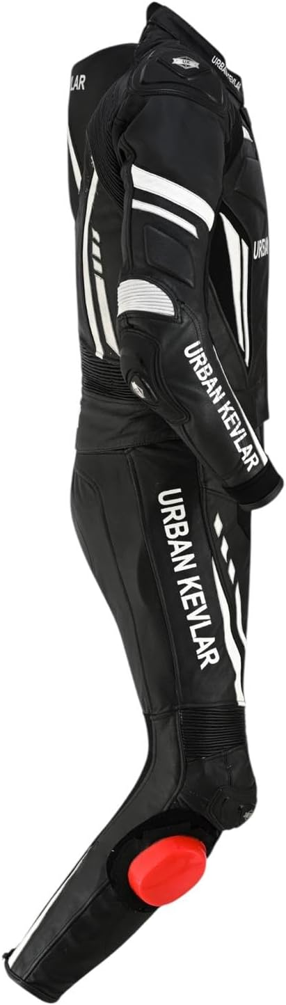 Urban Kevlar Leather Racing Suit - Black/White
