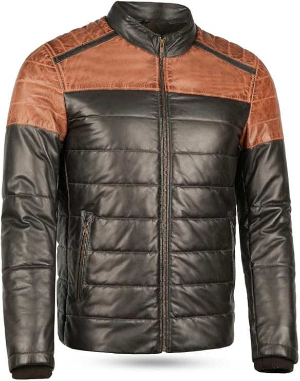 Men's Lambskin Two-Tone Quilted Leather Jacket