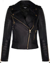 Women's Gothic Matte Black & Gold Quilted Nappa Jacket