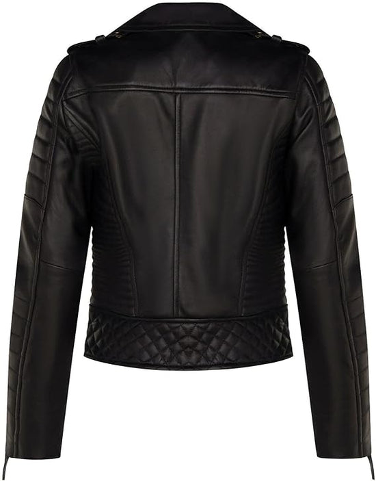 Women's Gothic Matte Black & Gold Quilted Nappa Jacket