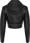 Women's Short Gothic Leather Biker Jacket — Black