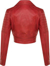 Women's Short Gothic Leather Biker Jacket — Red