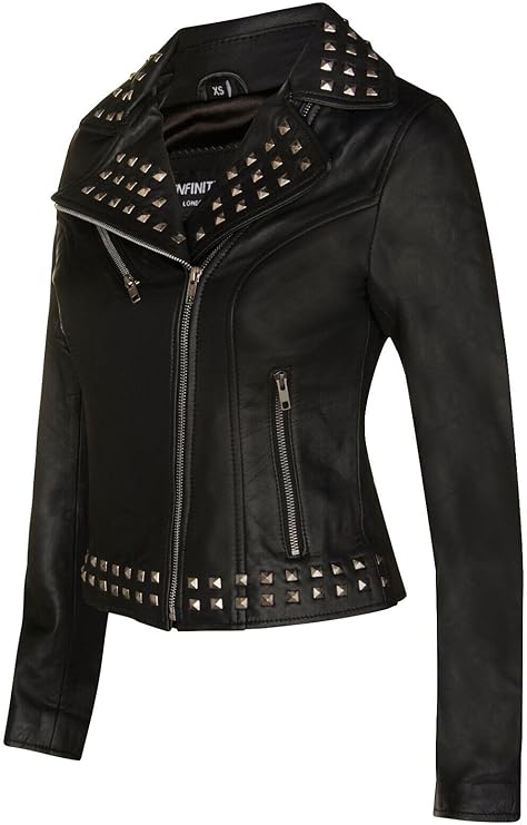 Women's Gothic Studded Leather Biker Jacket
