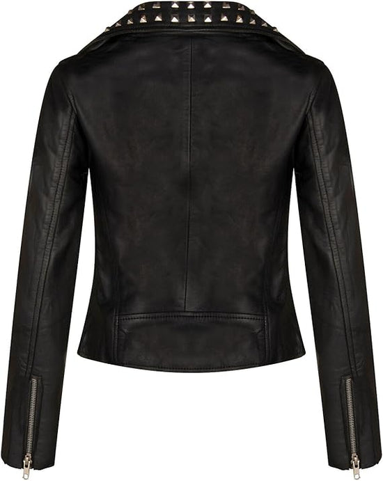 Women's Gothic Studded Leather Biker Jacket