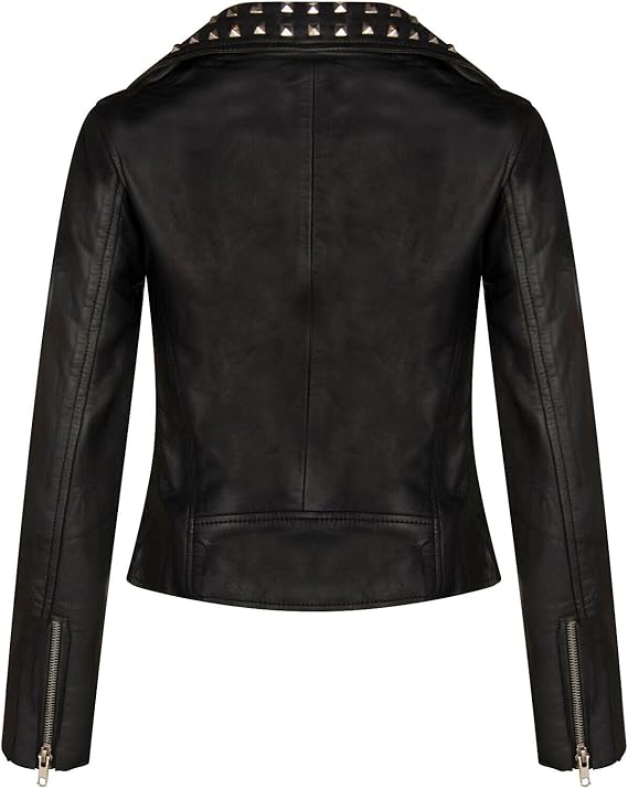Women's Gothic Studded Leather Biker Jacket