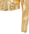 Women's Short Gothic Leather Biker Jacket — Brown