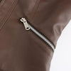 Women's Faux Leather Aviator Moto Jacket — Brown