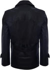 Men's German Naval Dr Who Cowhide Leather Coat — Black