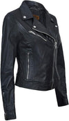Women's Classic Real Leather Biker Jacket — Black