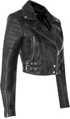 Women's Short Gothic Leather Biker Jacket — Black