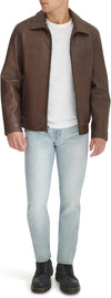 Men's Brown Leather Bomber Jacket